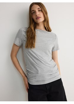 Reserved - T-shirt z marszczeniem - ciemnoszary ze sklepu Reserved w kategorii Bluzki damskie - zdjęcie 172664231