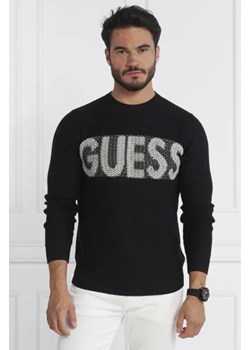 GUESS Sweter AMYAS LS CN SLOGAN SWTR | Regular Fit | z dodatkiem wełny ze sklepu Gomez Fashion Store w kategorii Swetry męskie - zdjęcie 172797970