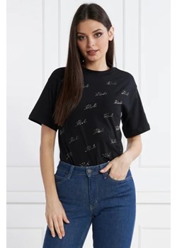 Karl Lagerfeld T-shirt rhinestone karl | Regular Fit ze sklepu Gomez Fashion Store w kategorii Bluzki damskie - zdjęcie 172897352