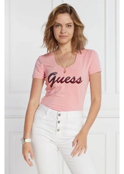 GUESS T-shirt SS RN SHINY | Regular Fit ze sklepu Gomez Fashion Store w kategorii Bluzki damskie - zdjęcie 172906153