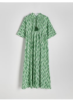 Reserved - Bawełniana sukienka - zielony ze sklepu Reserved w kategorii Sukienki - zdjęcie 172997394