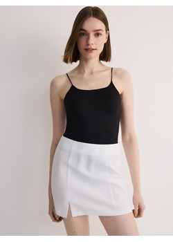 Reserved - Spódnica mini z lnem - biały ze sklepu Reserved w kategorii Spódnice - zdjęcie 172997654