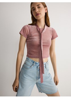Reserved - Meshowa bluzka z szalem - różowy ze sklepu Reserved w kategorii Bluzki damskie - zdjęcie 172997792