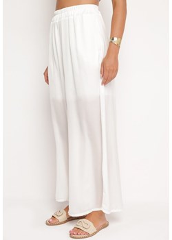 Białe Szerokie Spodnie z Wiskozy z Wysokim Stanem Rissalie ze sklepu Born2be Odzież w kategorii Spodnie damskie - zdjęcie 172998174