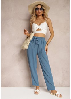 Niebieskie Spodnie z Troczkiem w Pasie Kiolia ze sklepu Renee odzież w kategorii Spodnie damskie - zdjęcie 172998664