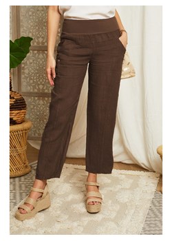 Lin Passion Lniane spodnie w kolorze brązowym ze sklepu Limango Polska w kategorii Spodnie damskie - zdjęcie 172999152