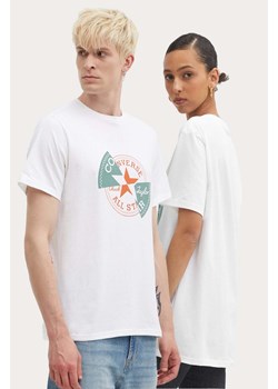 Converse t-shirt bawełniany kolor beżowy z nadrukiem 10026427-A02 ze sklepu ANSWEAR.com w kategorii T-shirty męskie - zdjęcie 173000672