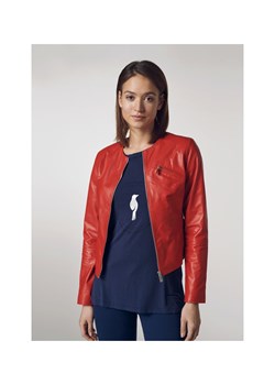 Czerwona taliowana kurtka skórzana damska ze sklepu OCHNIK w kategorii Kurtki damskie - zdjęcie 173001070