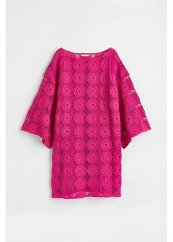 H & M - Trapezowa sukienka o wyglądzie szydełkowej robótki - Różowy ze sklepu H&M w kategorii Sukienki - zdjęcie 173004811