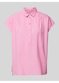 Bluzka z mieszanki bawełny i lnu w jednolitym kolorze ze sklepu Peek&Cloppenburg  w kategorii Koszule damskie - zdjęcie 173005234