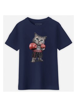 WOOOP Koszulka &quot;Boxing cat&quot; w kolorze granatowym ze sklepu Limango Polska w kategorii Bluzki dziewczęce - zdjęcie 173005821