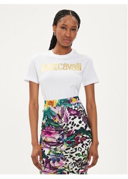 Just Cavalli T-Shirt 76PAHG11 Biały Slim Fit ze sklepu MODIVO w kategorii Bluzki damskie - zdjęcie 173010891
