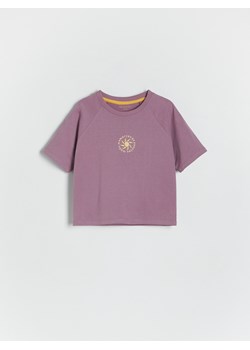 Reserved - T-shirt oversize z haftem - fioletowy ze sklepu Reserved w kategorii Koszulki niemowlęce - zdjęcie 173013001