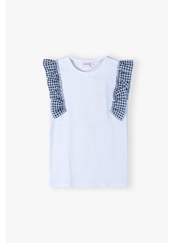 Biała bluzka dziewczęca z ozdobną falbanką przy rękawach ze sklepu 5.10.15 w kategorii Bluzki dziewczęce - zdjęcie 173013290