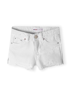 Białe krótkie spodenki jeansowe dla dziewczynki z przetarciami ze sklepu 5.10.15 w kategorii Spodenki dziewczęce - zdjęcie 173013291