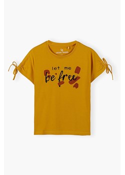Bawełniany T-shirt z napisem dla dziewczynki - pomarańczowy ze sklepu 5.10.15 w kategorii Bluzki dziewczęce - zdjęcie 173013332