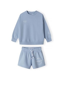 Błękitny komplet dziewczęcy - bluza i szorty z napisami ze sklepu 5.10.15 w kategorii Dresy dziewczęce - zdjęcie 173013393