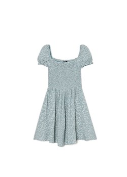 Cropp - Mini z bufiastymi rękawami - zielony ze sklepu Cropp w kategorii Sukienki - zdjęcie 173013454