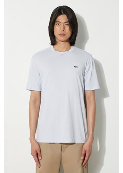 Lacoste t-shirt męski kolor niebieski gładki ze sklepu PRM w kategorii T-shirty męskie - zdjęcie 173015313
