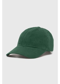 Lacoste czapka z daszkiem bawełniana kolor zielony gładka ze sklepu PRM w kategorii Czapki z daszkiem damskie - zdjęcie 173015421