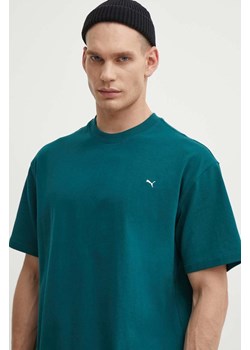 Puma t-shirt bawełniany  MMQ męski kolor zielony gładki 624009 ze sklepu PRM w kategorii T-shirty męskie - zdjęcie 173015591