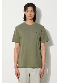 Lacoste t-shirt bawełniany męski kolor zielony gładki ze sklepu PRM w kategorii T-shirty męskie - zdjęcie 173015611