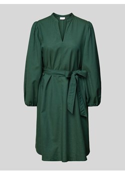 Sukienka o długości do kolan z mieszanki lnu z kołnierzem z lamówką ze sklepu Peek&Cloppenburg  w kategorii Sukienki - zdjęcie 173015704