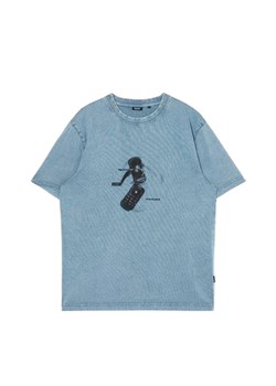 Cropp - Niebieska koszulka z efektem sprania - niebieski ze sklepu Cropp w kategorii T-shirty męskie - zdjęcie 173019770