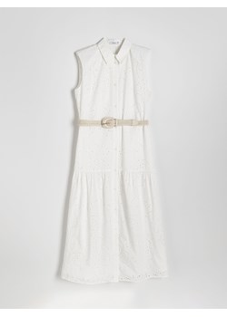 Reserved - Sukienka z paskiem - biały ze sklepu Reserved w kategorii Sukienki - zdjęcie 173020124