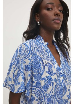 Answear Lab bluzka damska kolor niebieski wzorzysta ze sklepu ANSWEAR.com w kategorii Bluzki damskie - zdjęcie 173023323