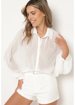 Biała Koszula Zapinana na Guziki z Rękawami Typu Nietoperz Bralea ze sklepu Born2be Odzież w kategorii Koszule damskie - zdjęcie 173023651