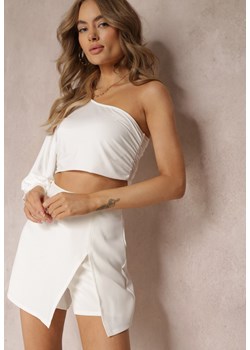 Białe Spódnico-Szorty High Waist z Rozcięciem Vikone ze sklepu Renee odzież w kategorii Szorty - zdjęcie 173024054