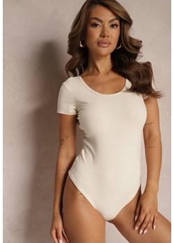 Beżowe  Prążkowane Body z Bawełny Limlea ze sklepu Renee odzież w kategorii Bluzki damskie - zdjęcie 173024062