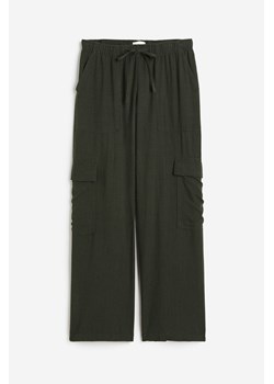 H & M - Spodnie cargo z domieszką lnu - Zielony ze sklepu H&M w kategorii Spodnie damskie - zdjęcie 173027253