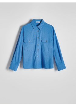 Reserved - Koszula z domieszką lnu - niebieski ze sklepu Reserved w kategorii Koszule damskie - zdjęcie 173028120