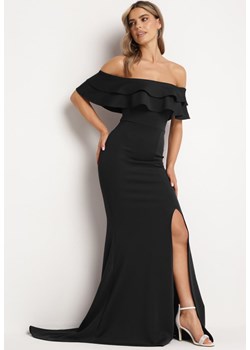 Czarna Elegancka Sukienka Typu Hiszpanka z Rozkloszowanym Dołem i Wycięciami Tumini ze sklepu Born2be Odzież w kategorii Sukienki - zdjęcie 173028973