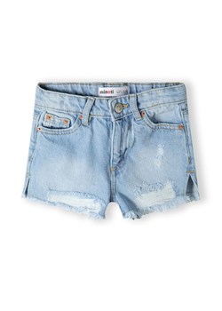 Dziewczęce krótkie spodenki jeansowe jasnoniebieskie z przetarciami ze sklepu 5.10.15 w kategorii Spodenki dziewczęce - zdjęcie 173030281