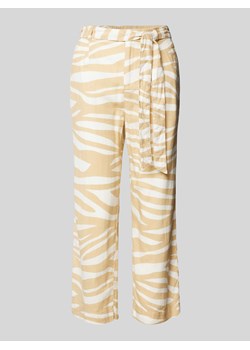 Spodnie lniane z szeroką,skróconą nogawką ze sklepu Peek&Cloppenburg  w kategorii Spodnie damskie - zdjęcie 173032063