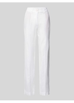 Spodnie lniane z szeroką nogawką z przeszytym kantem ze sklepu Peek&Cloppenburg  w kategorii Spodnie damskie - zdjęcie 173032224