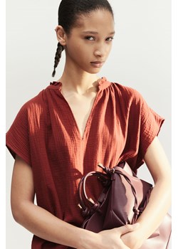 H & M - Bawełniana bluzka z falbankami - Pomarańczowy ze sklepu H&M w kategorii Bluzki damskie - zdjęcie 173032710