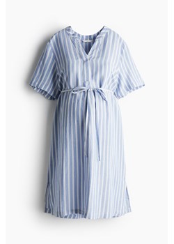 H & M - MAMA Tunikowa sukienka z domieszką lnu - Niebieski ze sklepu H&M w kategorii Sukienki ciążowe - zdjęcie 173032723