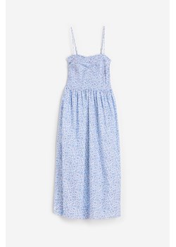 H & M - Bawełniana sukienka z elastycznym marszczeniem - Niebieski ze sklepu H&M w kategorii Sukienki - zdjęcie 173032762
