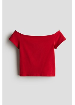 H & M - Dżersejowy top z odkrytymi ramionami - Czerwony ze sklepu H&M w kategorii Bluzki dziewczęce - zdjęcie 173032801