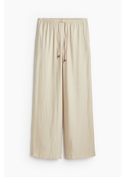 H & M - Szerokie spodnie bez zapięcia - Beżowy ze sklepu H&M w kategorii Spodnie damskie - zdjęcie 173032832