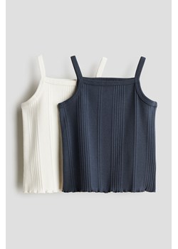 H & M - Bawełniany top na ramiączkach 2-pak - Niebieski ze sklepu H&M w kategorii Koszulki niemowlęce - zdjęcie 173032834