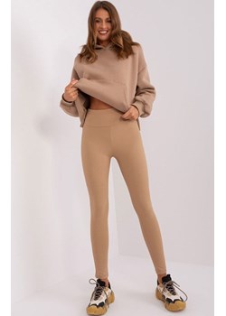 Prążkowane legginsy damskie camelowe EM-LG-780.11, Kolor camel, Rozmiar uniwersalny, FactoryPrice ze sklepu Primodo w kategorii Spodnie damskie - zdjęcie 173033201