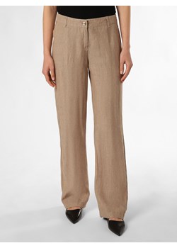 MAC Lniane spodnie - Nora Kobiety len beżowy marmurkowy ze sklepu vangraaf w kategorii Spodnie damskie - zdjęcie 173115954