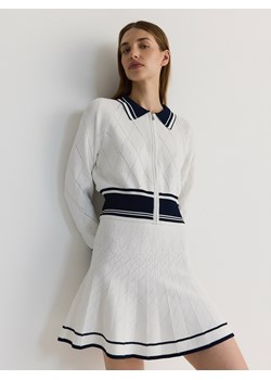 Reserved - Dzianinowa spódnica mini z wiskozą - złamana biel ze sklepu Reserved w kategorii Spódnice - zdjęcie 173117410