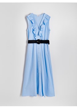 Reserved - Sukienka z lnem - jasnoniebieski ze sklepu Reserved w kategorii Sukienki - zdjęcie 173117603