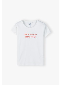 Bawełniany t-shirt damski biały - 100% idealna mama ze sklepu 5.10.15 w kategorii Bluzki damskie - zdjęcie 173118401